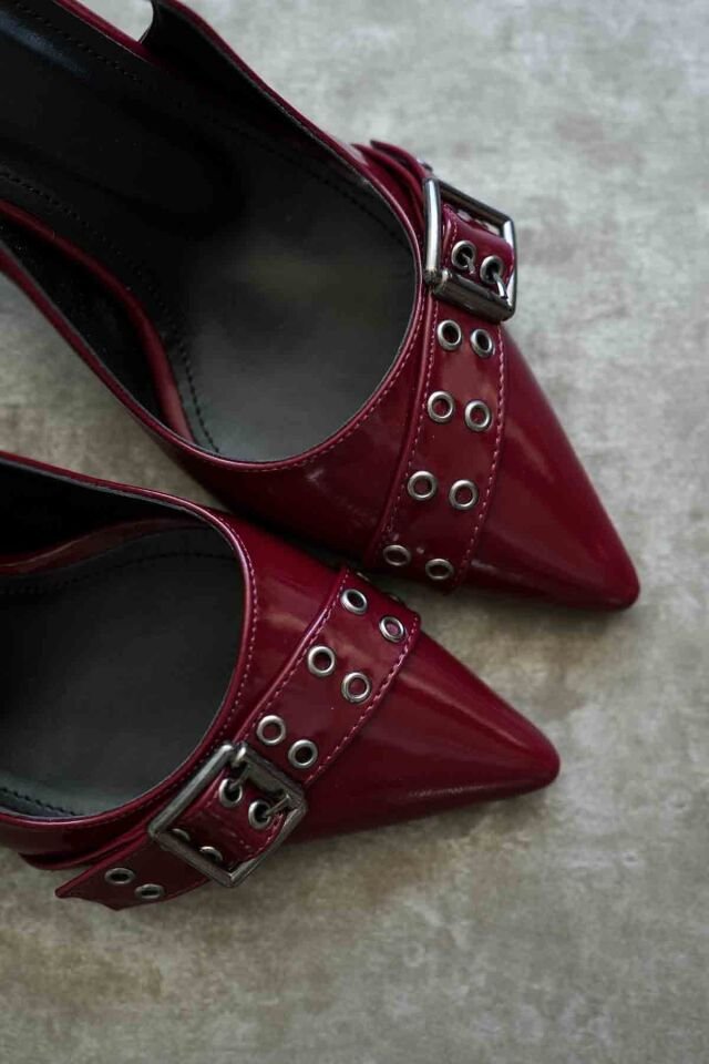 Bordo Rugan Kadın Topuklu Ayakkabı TR08MS07C