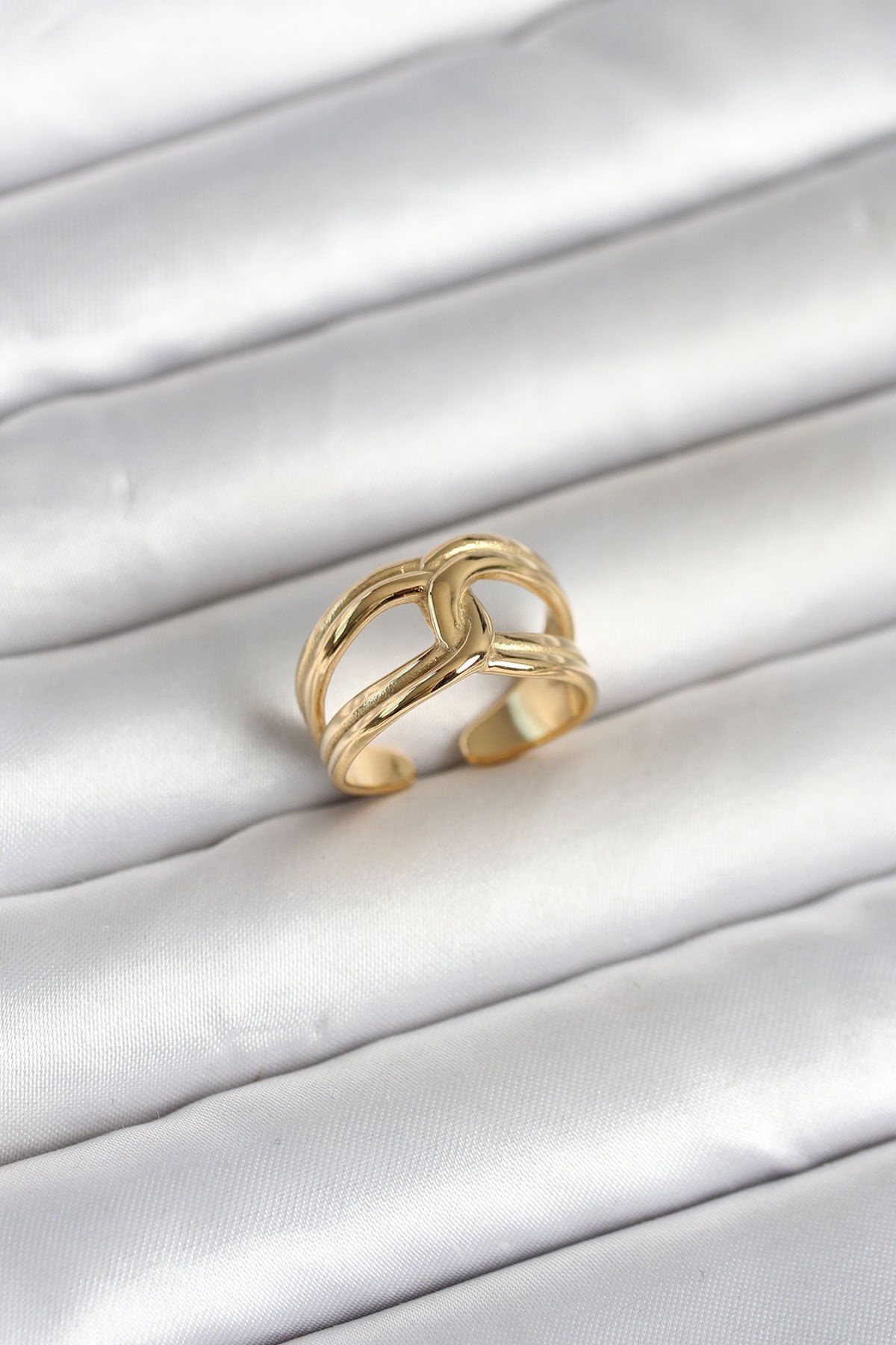 316L Çelik Gold Renk Düğüm Model Kadın Yüzük