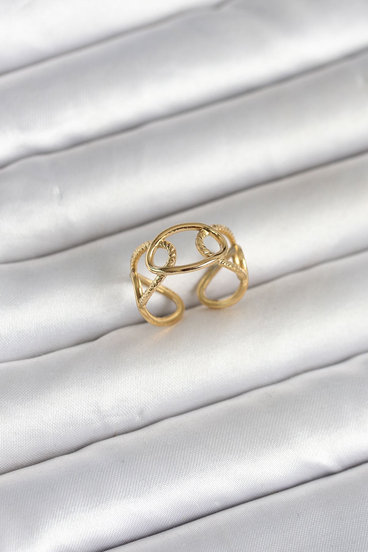 316L Çelik Gold Renk Zincir Model Kadın Yüzük