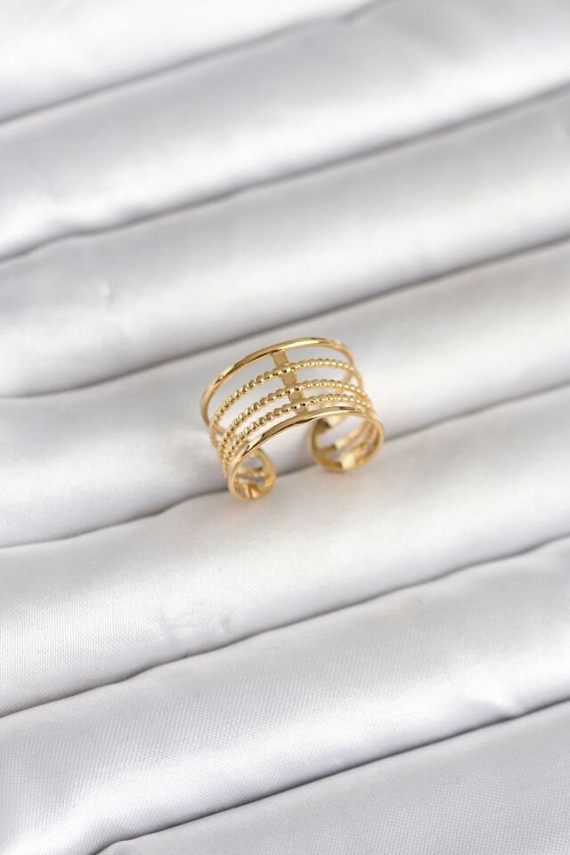 316L Çelik Gold Renk Vintage Model Kadın Yüzük