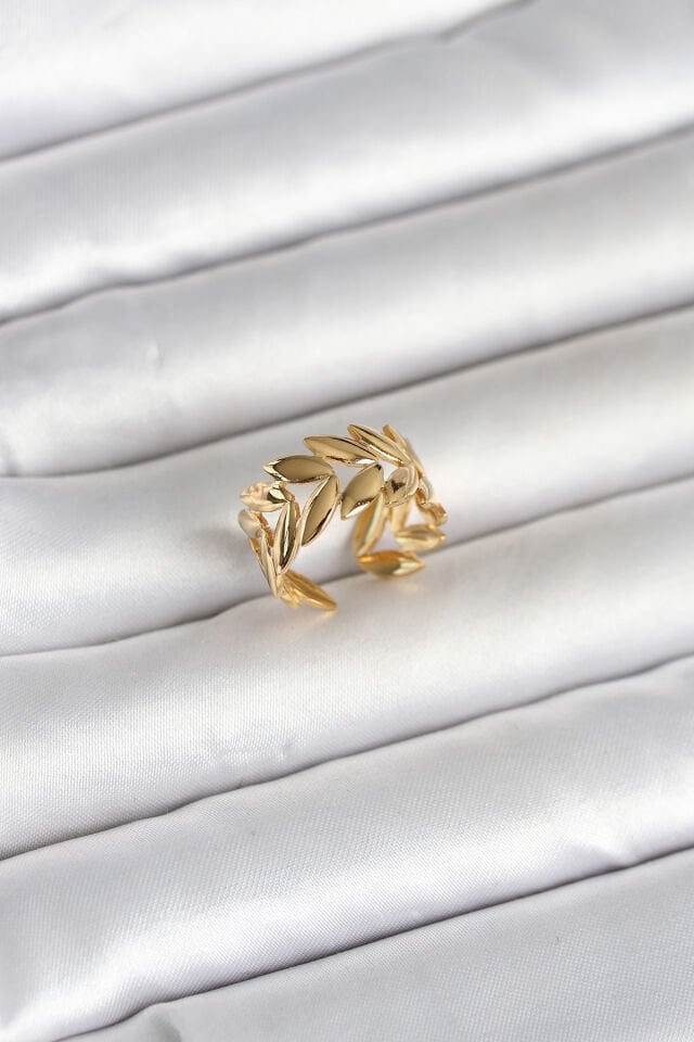 316L Çelik Gold Renk Başak Figür Kadın Yüzük