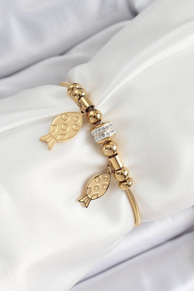 316L Çelik Gold Renk Balık Model Kadın Bileklik