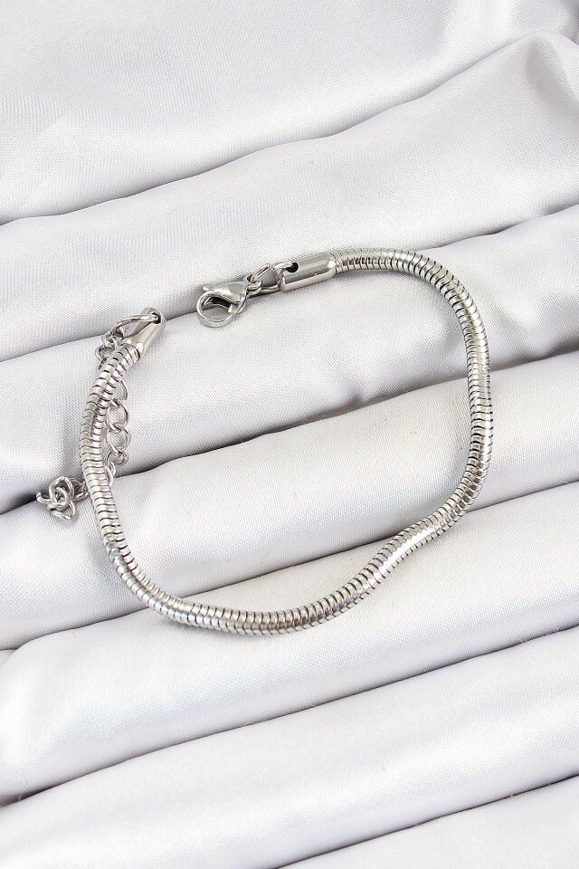 316L Çelik Gümüş Renk Kalın Yılan Zincir Erkek Bileklik