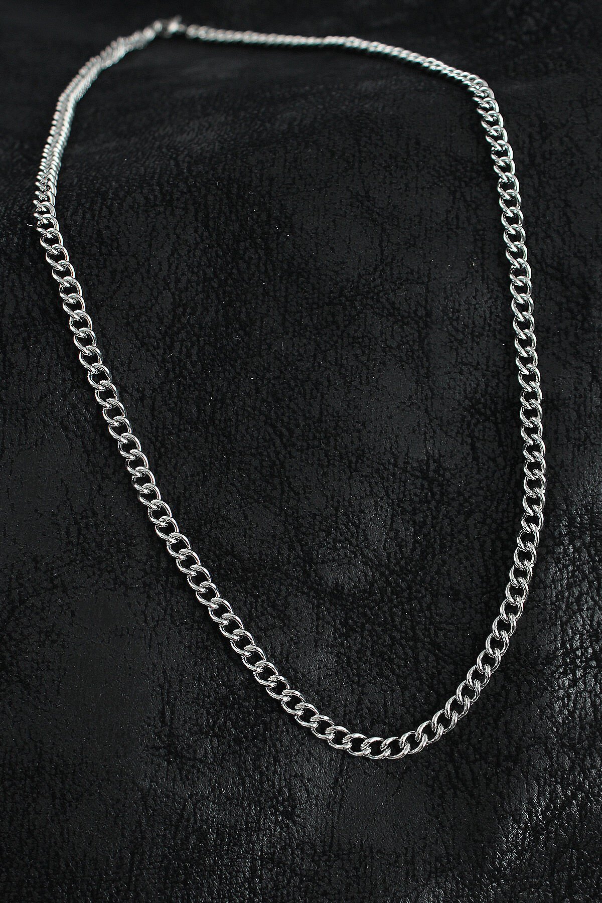 316L Çelik Klasik Oval Zincir Model Gümüş Renk Erkek Kolye