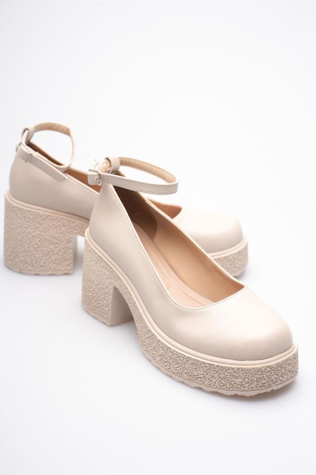 Kadın Bej Bilekten Baretli Günlük Ayakkabı TR06MS01D