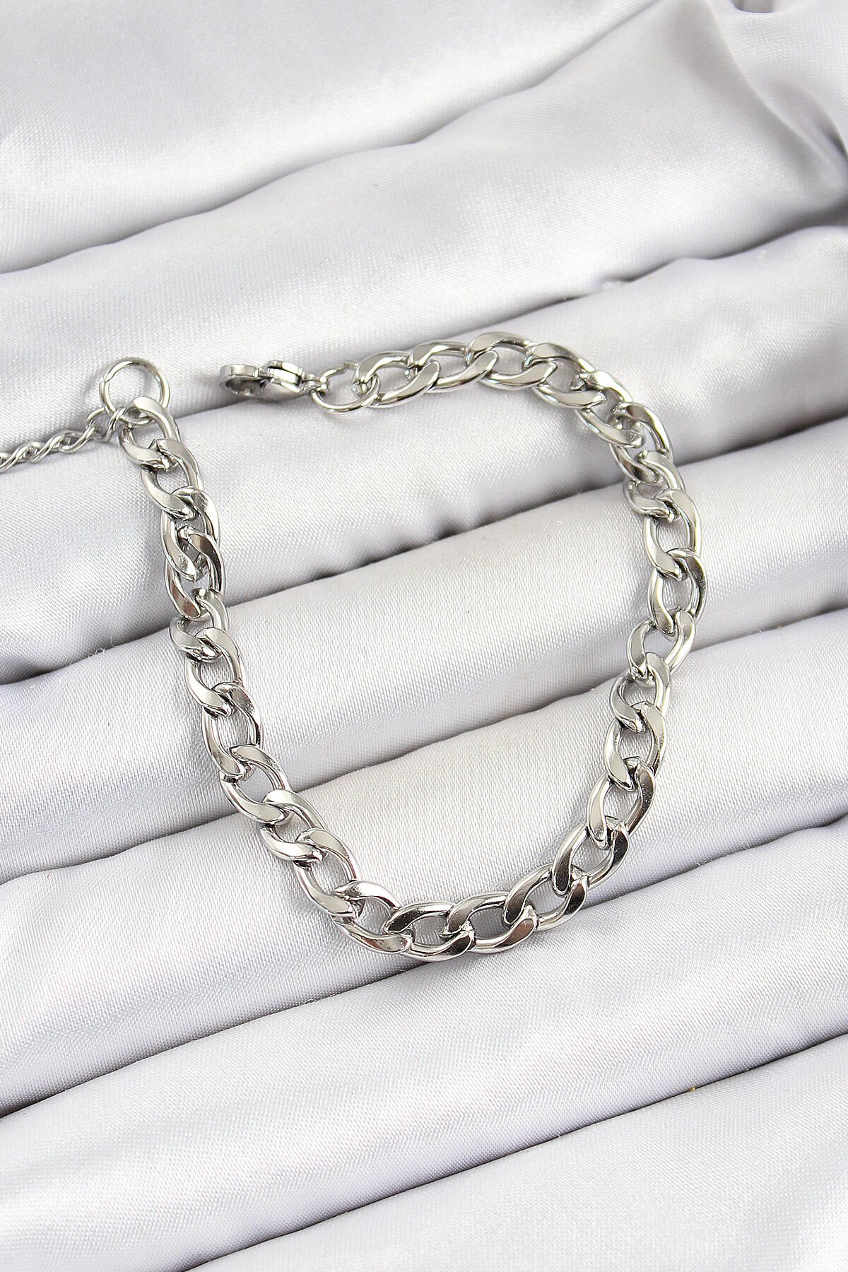 316L Çelik Gümüş Renk Kalın Zincir Erkek Bileklik