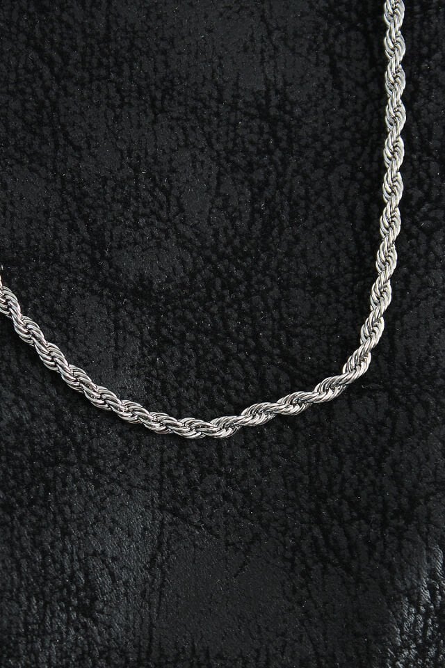 316L Çelik Burgu Zincir Model Gümüş Renk Erkek Kolye