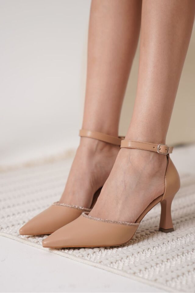 Taşlı Kadın Nude Topuklu Ayakkabı TR12MS02D