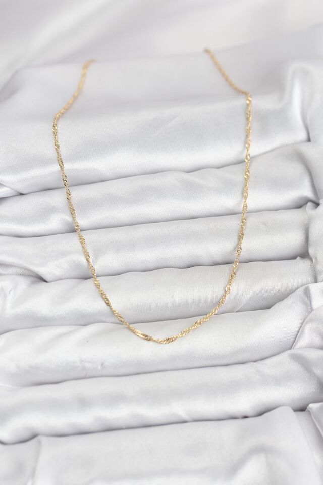 CM 14K Gold Renk Pirinç Ezme Burgu Model Kadın Kolye