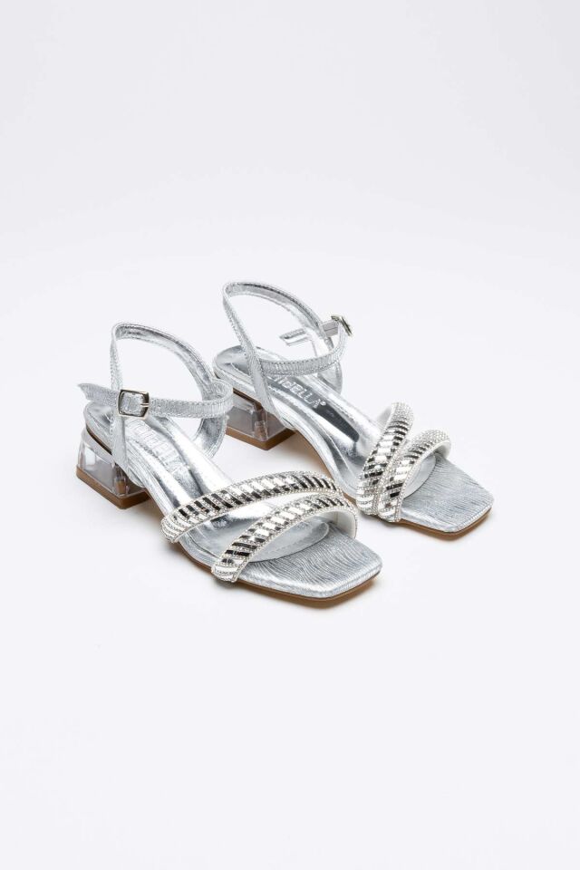 Gümüş Taşlı Kadın Topuklu Sandalet TR25MY04B