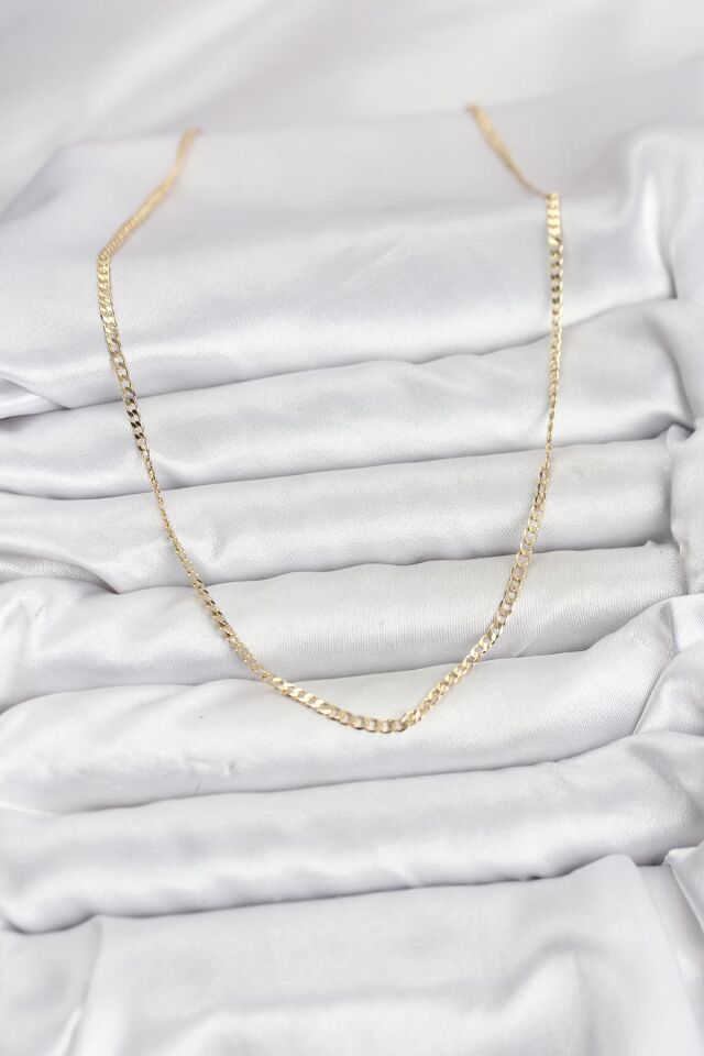 CM 14K Gold Renk Pirinç Zincir Model Kadın Kolye