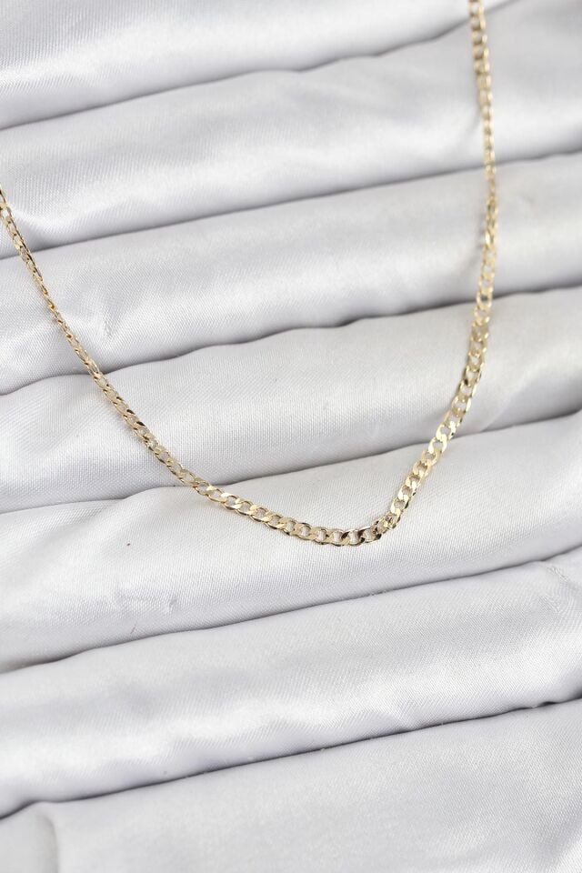 CM 14K Gold Renk Pirinç Zincir Model Kadın Kolye