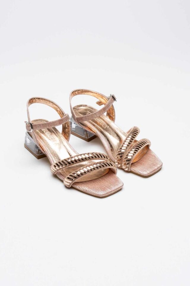 Rose Gold Taşlı Kadın Topuklu Sandalet TR25MY04D
