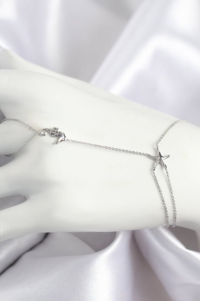 Pirinç Zirkon Taşlı Deniz Atı Ve Yıldız Model Gümüş Renk Şahmeran