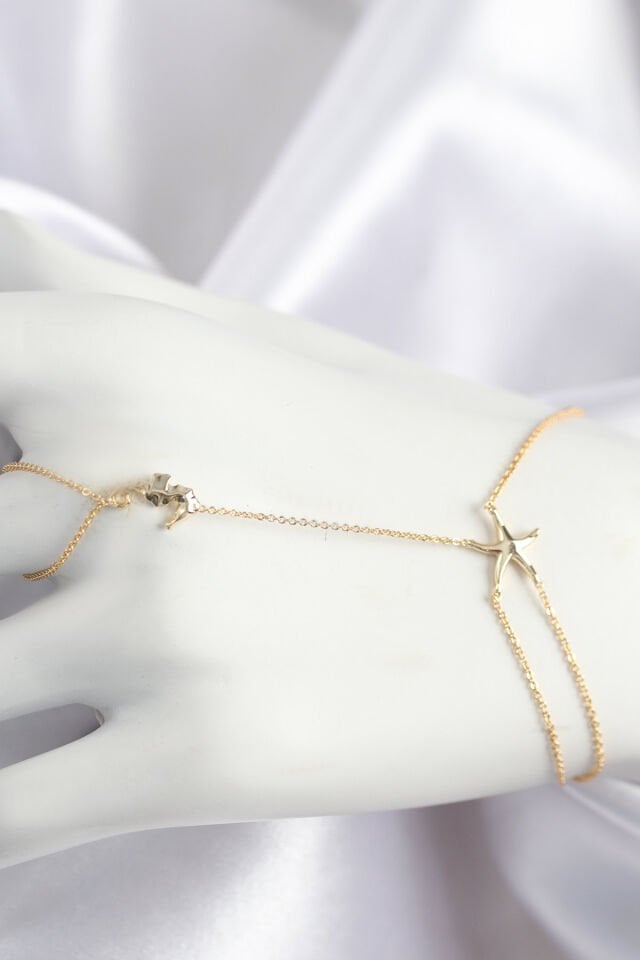 Pirinç Zirkon Taşlı Deniz Atı Ve Yıldız Model Gold Renk Şahmeran