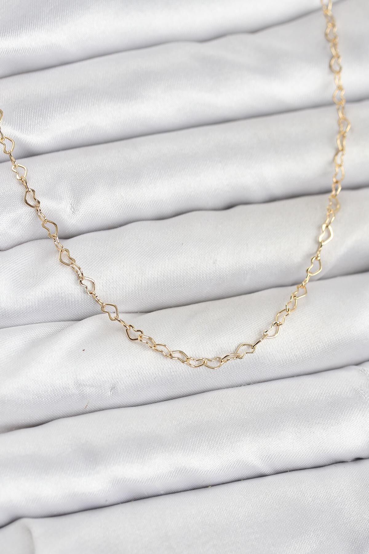 CM 14K Gold Renk Kalp Zincirli Kadın Kolye