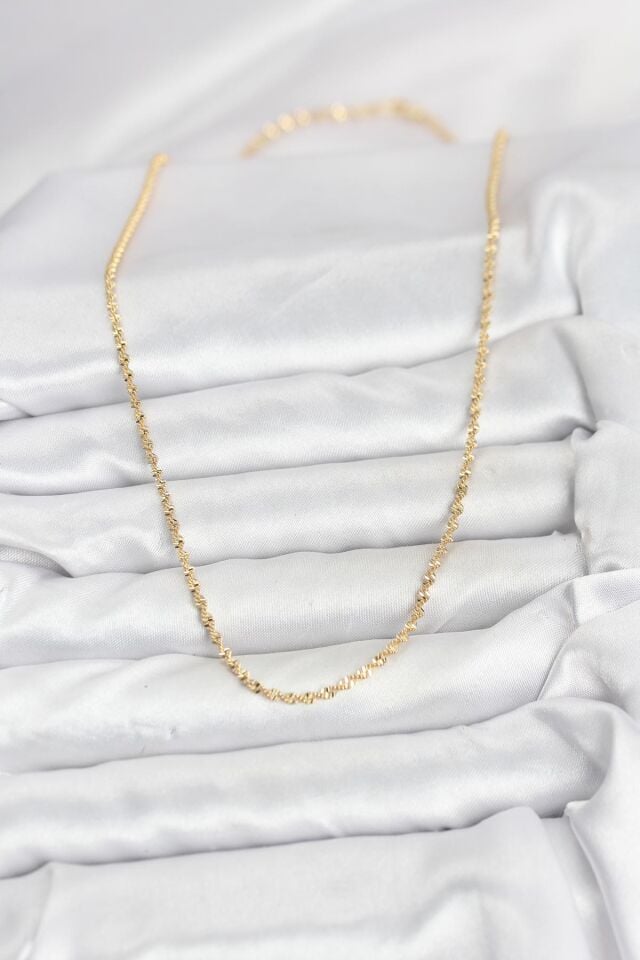 CM 14K Gold Renk Ezme Burgu Zincir Model 60 cm Kadın Kolye