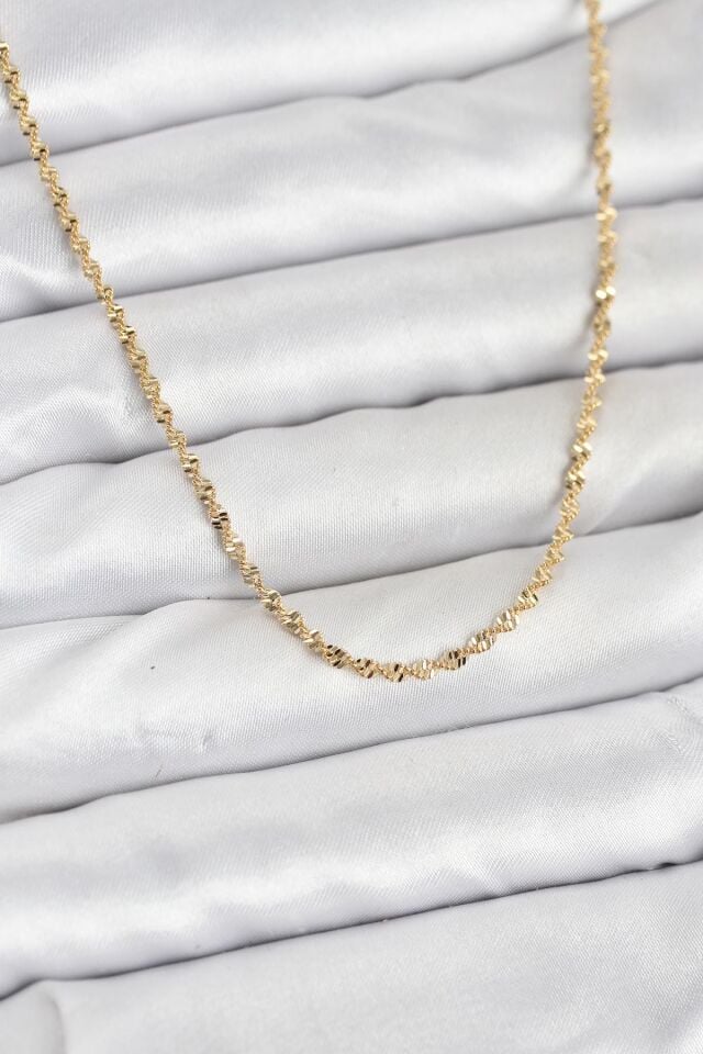 CM 14K Gold Renk Ezme Burgu Zincir Model 60 cm Kadın Kolye