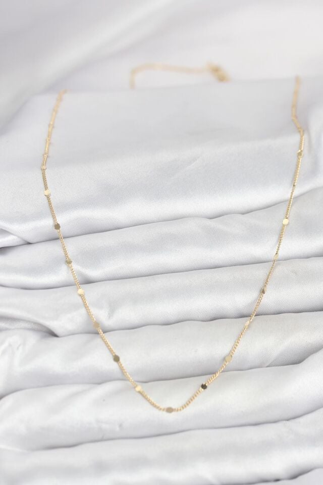 CM 14K Gold Renk Ezme Pul Model 60 cm Kadın Kolye