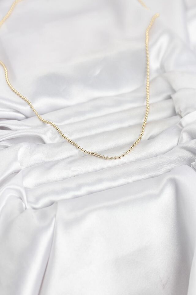 CM 14K Gold Renk Top Zincirli Model 60 cm Kadın Kolye