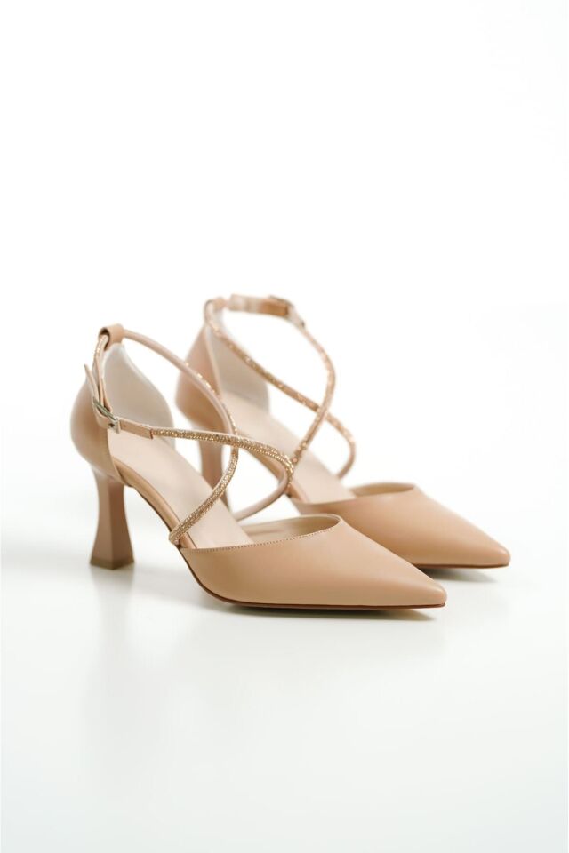 Taşlı Kadın Nude Topuklu Ayakkabı TR12MS03D