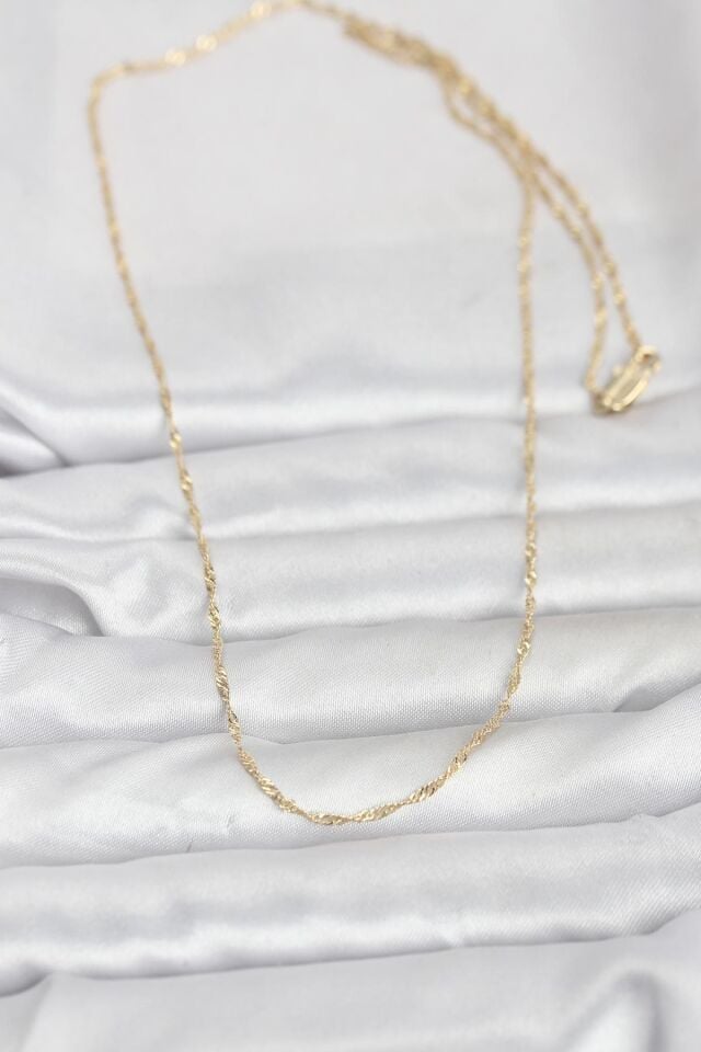 CM 14K Gold Renk Burgu Model 60 cm Kadın Kolye