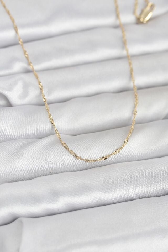 CM 14K Gold Renk Burgu Model 60 cm Kadın Kolye