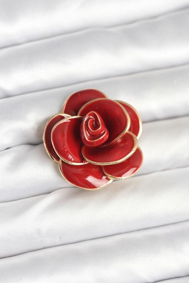 Kırmızı Gül Model Broş