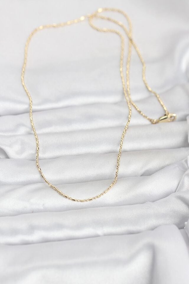 CM 14K Gold Renk Parçalı Topçuk Model 60 cm Kadın Kolye