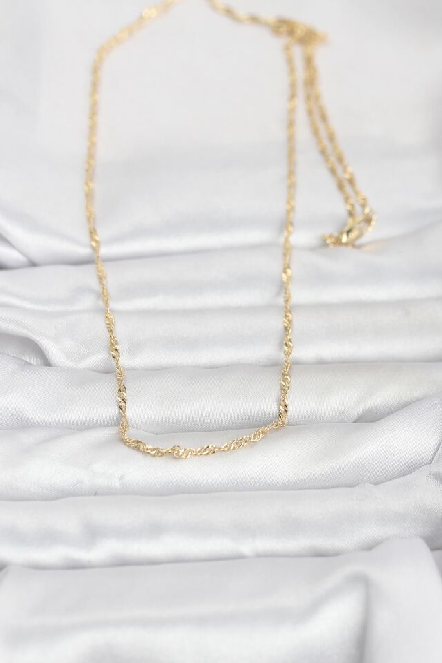 CM 14K Gold Renk Burgu Zincirli 60 cm Kadın Kolye