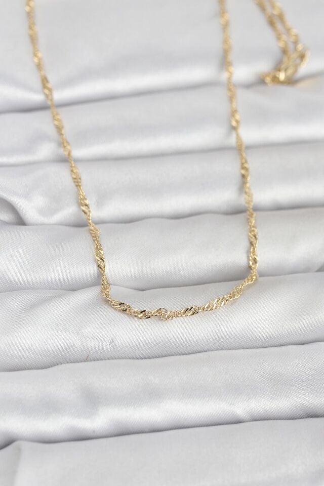 CM 14K Gold Renk Burgu Zincirli 60 cm Kadın Kolye