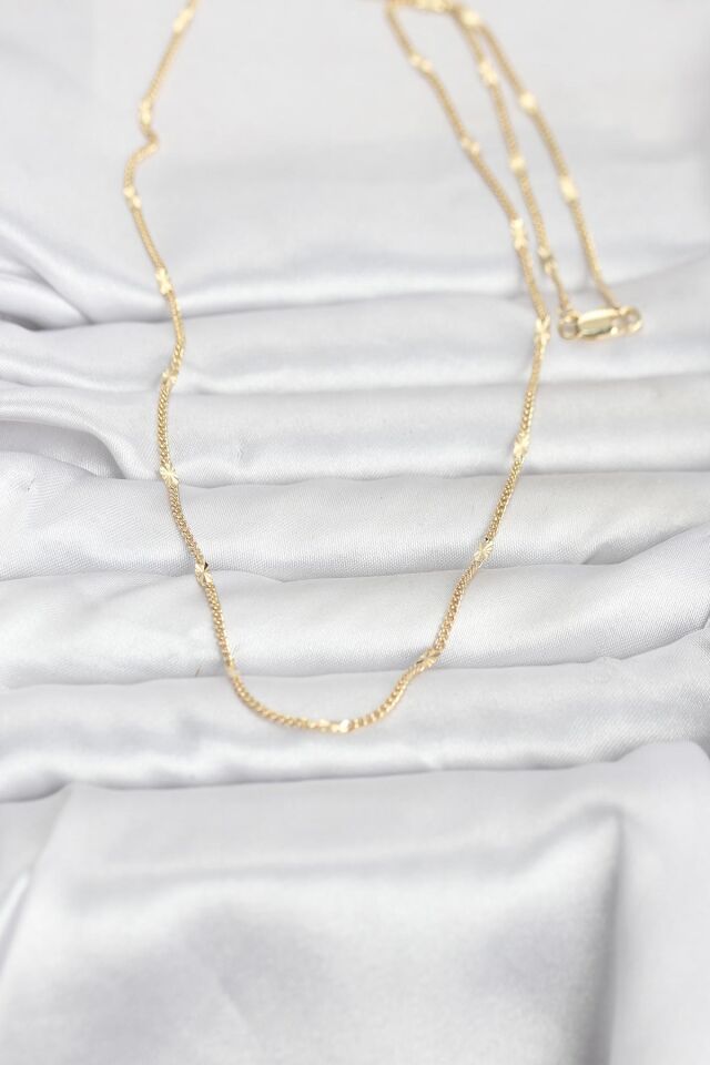 CM 14K Gold Renk Lazer Puntalı Model 60 cm Kadın Kolye