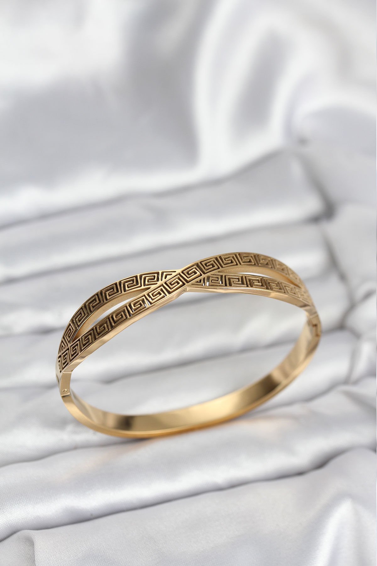 316L Çelik Gold Renk Vintage Kadın Kelepçe Bileklik