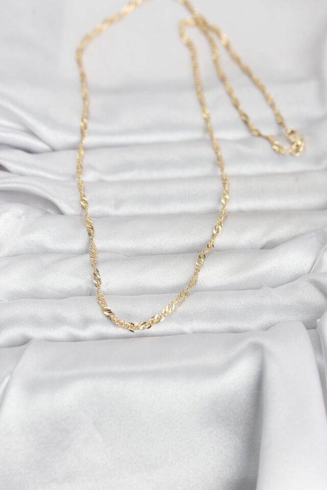 CM 14K Gold Renk Burgu Yassı Model 60 cm Kadın Kolye