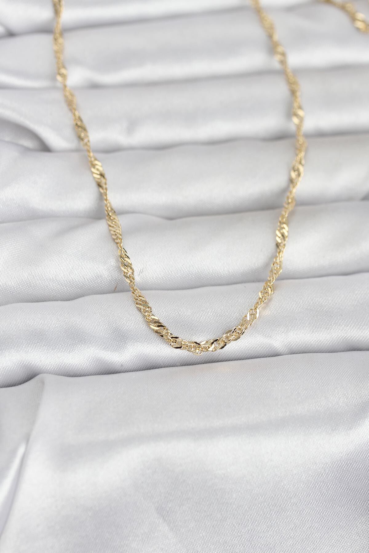 CM 14K Gold Renk Burgu Yassı Model 60 cm Kadın Kolye