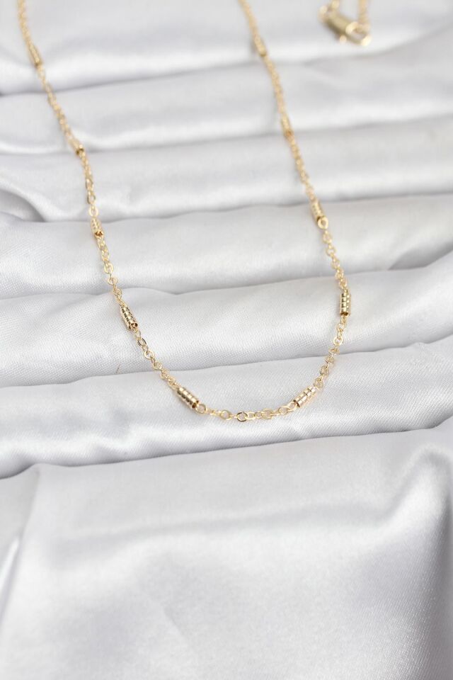 CM 14K Gold Renk Bar Zincir Model 60 cm Kadın Kolye