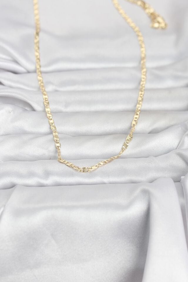 CM 14K Gold Renk Lazer Zincirli Model 60 cm Kadın Kolye