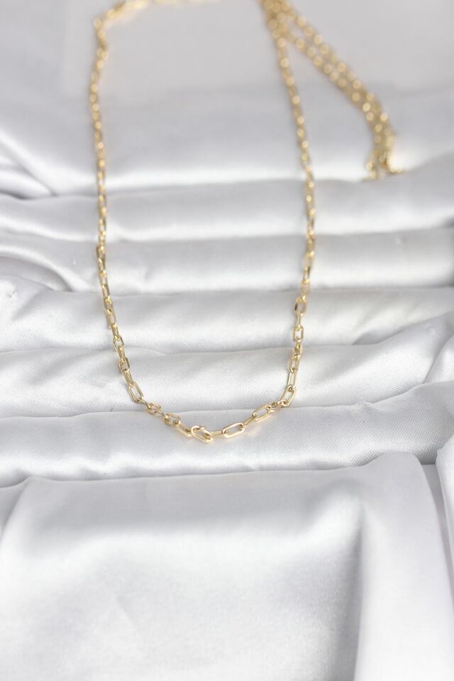 CM 14K Gold Renk Ataç Zincir Model 60 cm Kadın Kolye