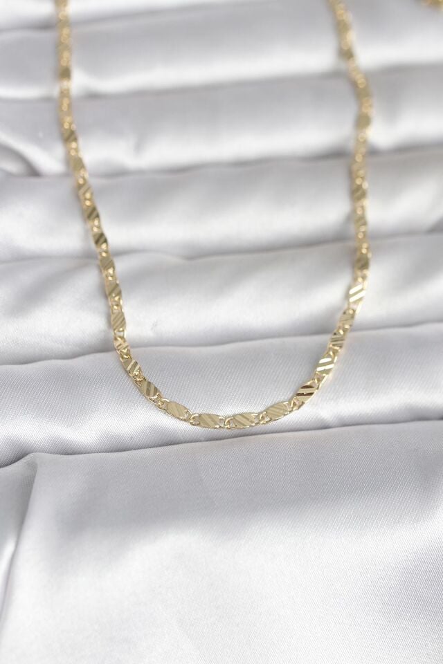 CM 14K Gold Renk Çizgi Lazer Model 60 cm Kadın Kolye