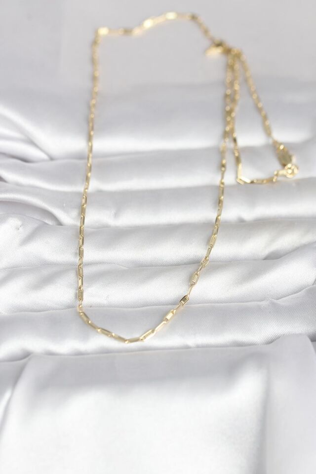 CM 14K Gold Renk İnce Ataç Zincir Model 60 cm Kadın Kolye