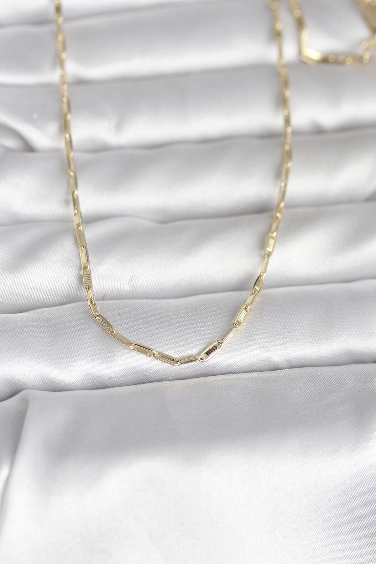 CM 14K Gold Renk İnce Ataç Zincir Model 60 cm Kadın Kolye