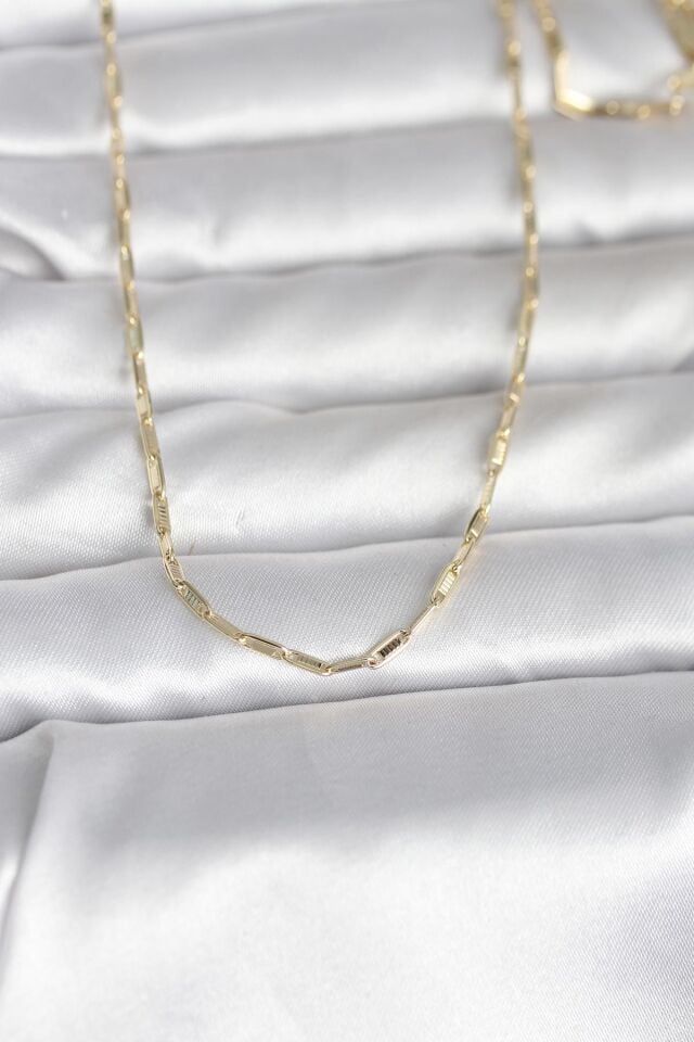 CM 14K Gold Renk İnce Ataç Zincir Model 60 cm Kadın Kolye