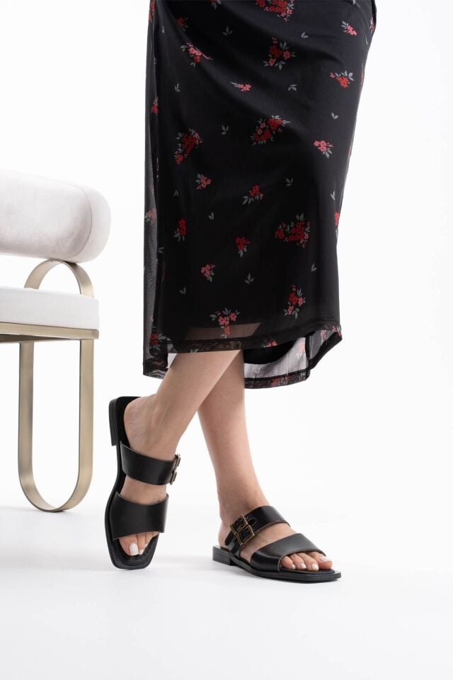 Siyah Hakiki Deri Terlik TR31MY33A