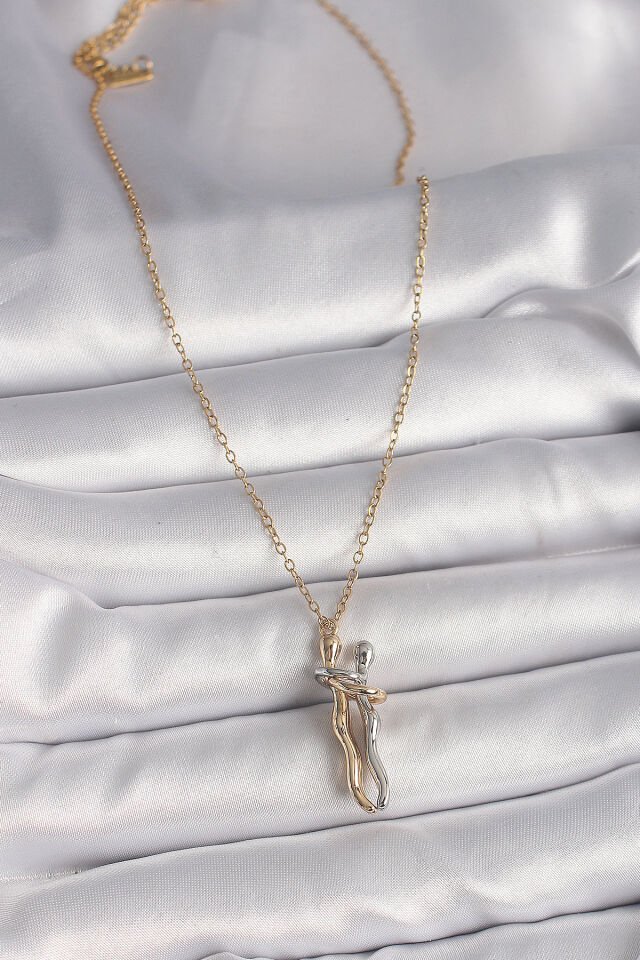 316L Çelik Gold Renk Zincir Renkli Sarılma Model Kadın Kolye