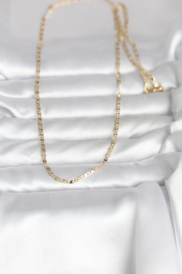 CM 14K Gold Renk Yassı Zincir Model 60 cm Kadın Kolye