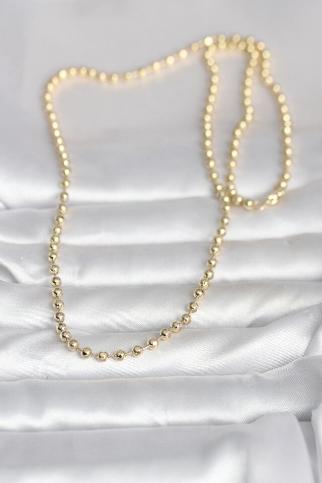 CM 14K Gold Renk Top Zincirli Model 60 cm Kadın Kolye