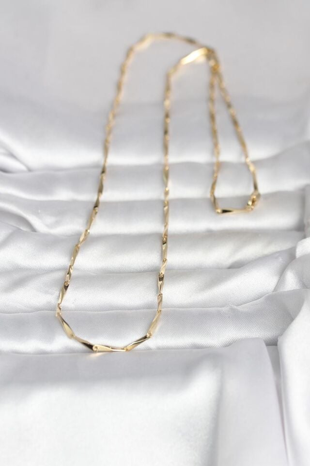 CM 14K Gold Renk Kesme Çubuk Zincirli Model 60 cm Kadın Kolye