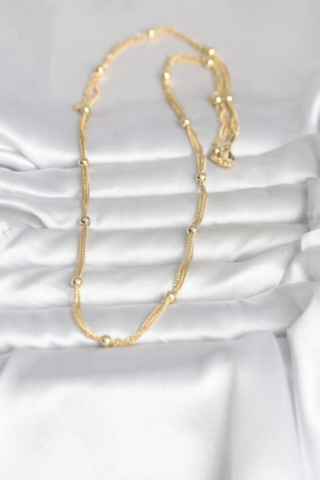 CM 14K Gold Renk Topçuk Model 60 cm Kadın Kolye
