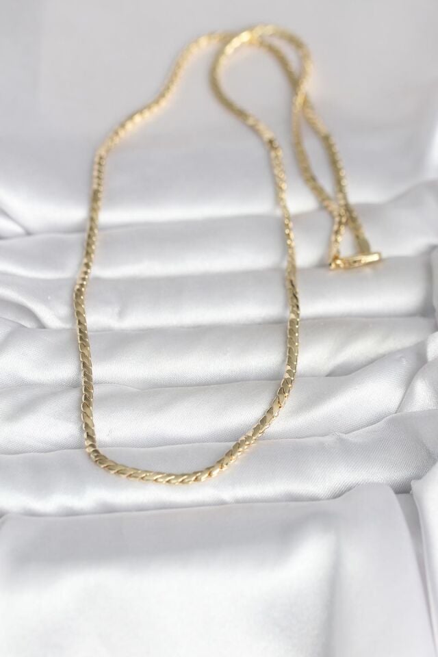 CM 14K Gold Renk Yassı Model 60 cm Kadın Kolye