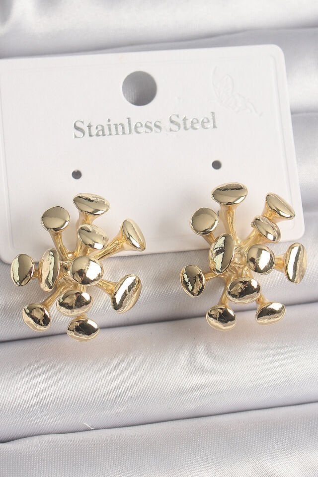 Pirinç Gold Renk Virüs Figür Model Kadın Küpe